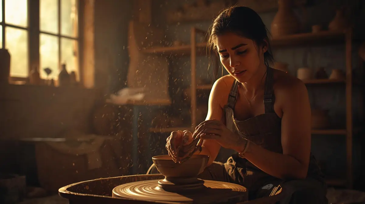 A realistic photograph of a person standing alone at the start of a running track at sunrise, symbolizing new beginnings and courage.